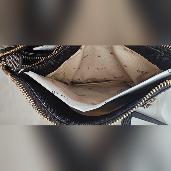 GUESS Noelle triple compartment faux-leather women's small crossbody bag - Black - Picture 8 of 13